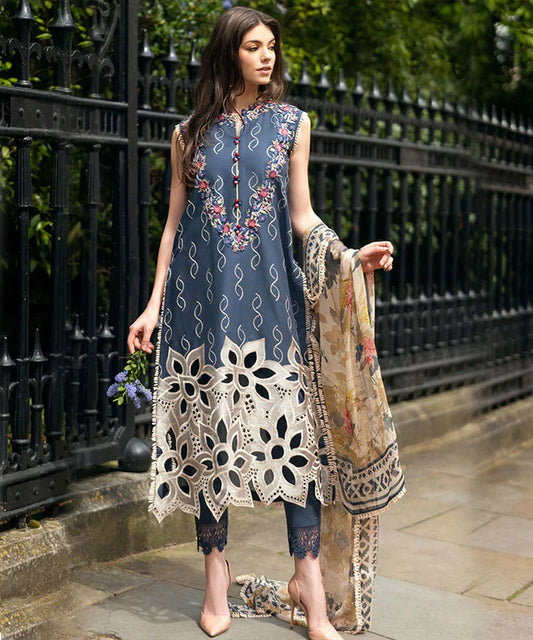 Mushq 3pc Embroidered With Printed Wool Shawal Hemline Odyssey