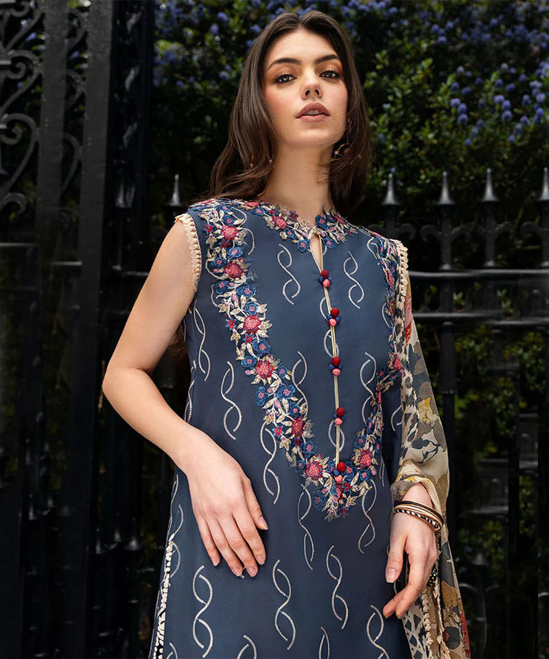 Mushq 3pc Embroidered With Printed Wool Shawal Hemline Odyssey