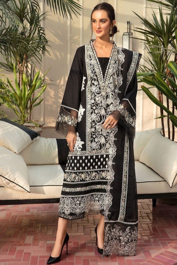 Crimson 3 Piece luxury lawn black suit