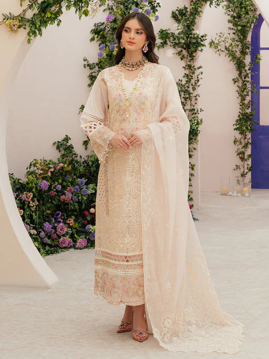 Mahnur Khaddar 3 pc embroidered shirt with embroidered dupatta-08