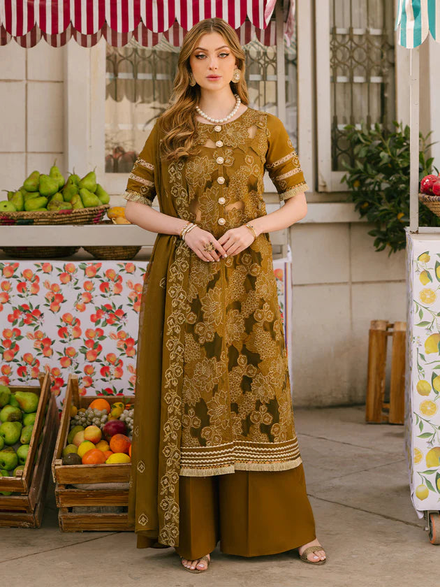 Mahnur Khaddar 3 pc embroidered shirt with embroidered dupatta-02