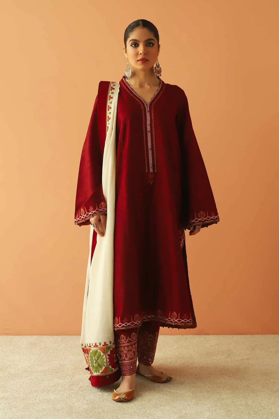 Zara shahjahan 3pc dhanak embroidered dress with shawl-04