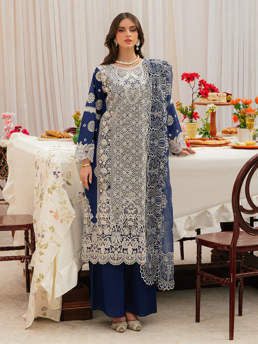 Mahnur Khaddar 3 pc embroidered shirt with embroidered dupatta-07