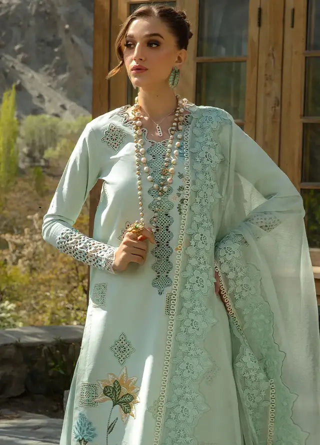 3 Piece Linen Embroidered with Embroidered Slub Dupatta - KW1137