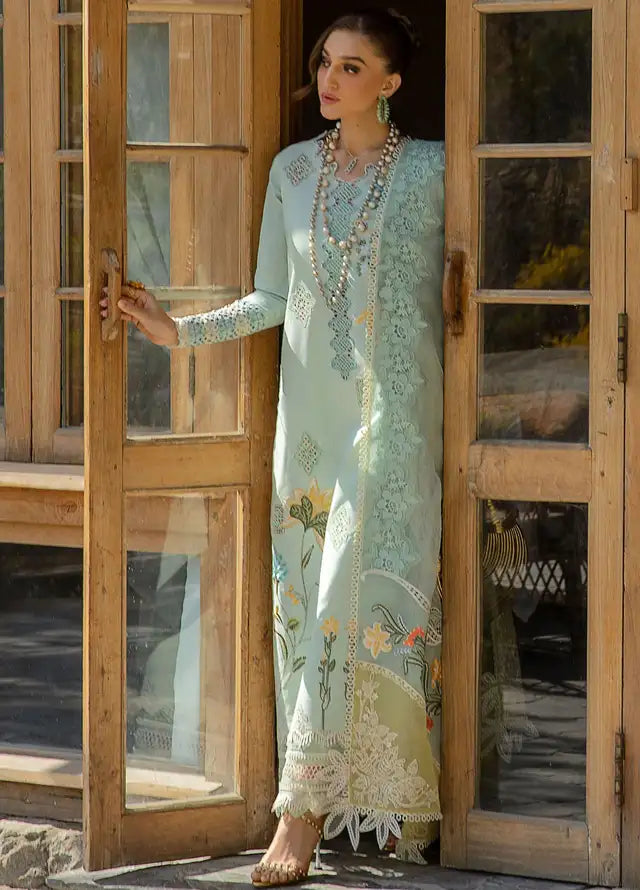 3 Piece Linen Embroidered with Embroidered Slub Dupatta - KW1137