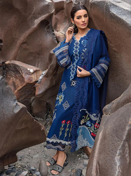 3 Piece Linen Embroidered with Embroidered Slub Dupatta - KW1138