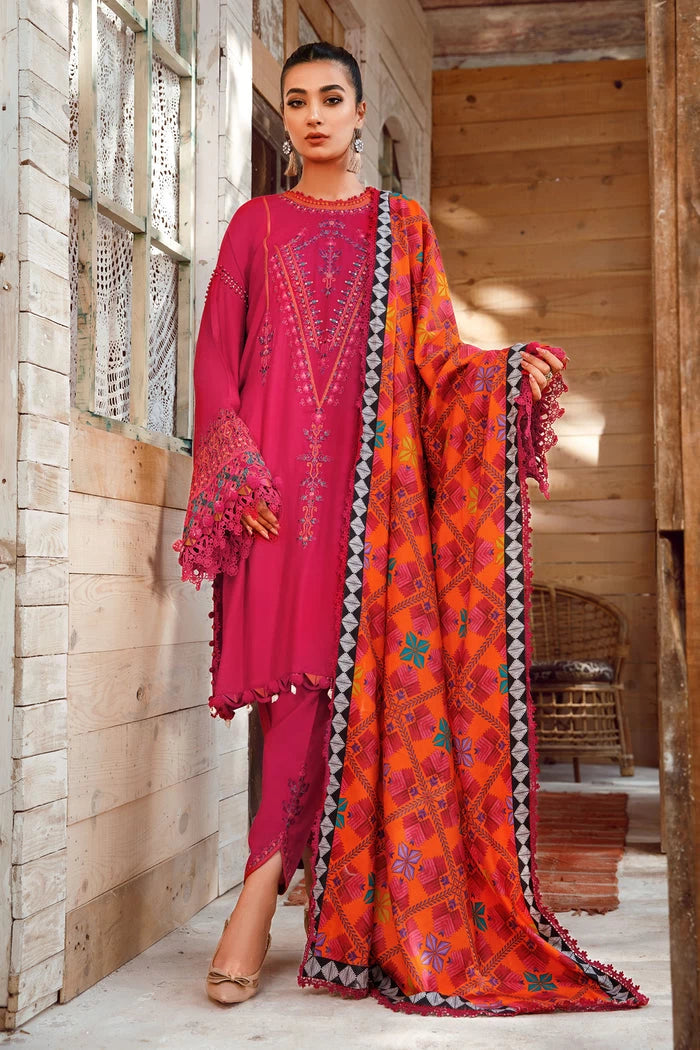 MARIA B 3pc fully Embroidered dhanak suit