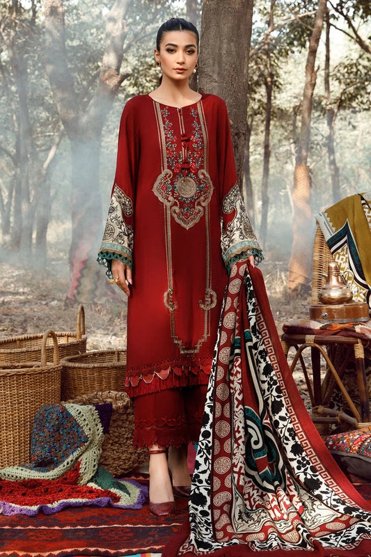 Maria B 3PC Fully Embroidered Dhanak Suit