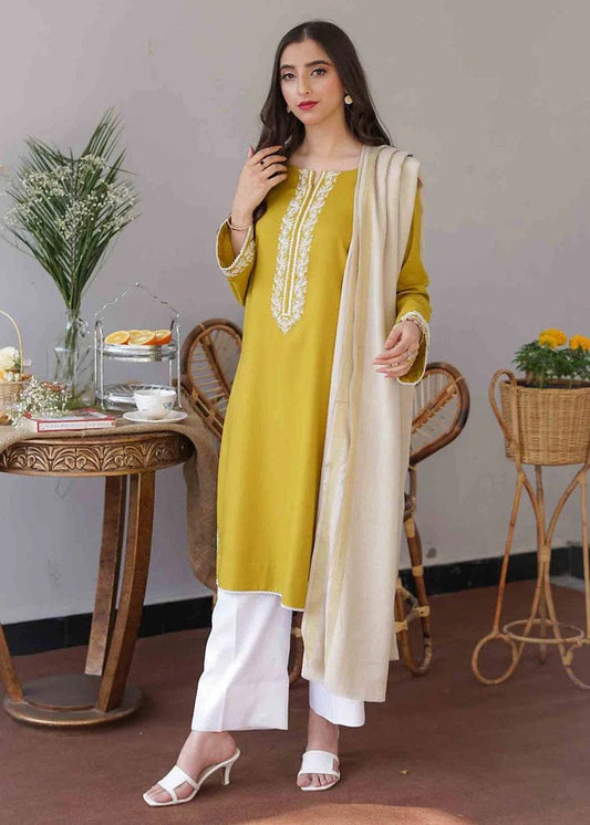 DHANAK 3 PIECE EMBROIDERED SUIT WITH EMBROIDRED SHAWAL